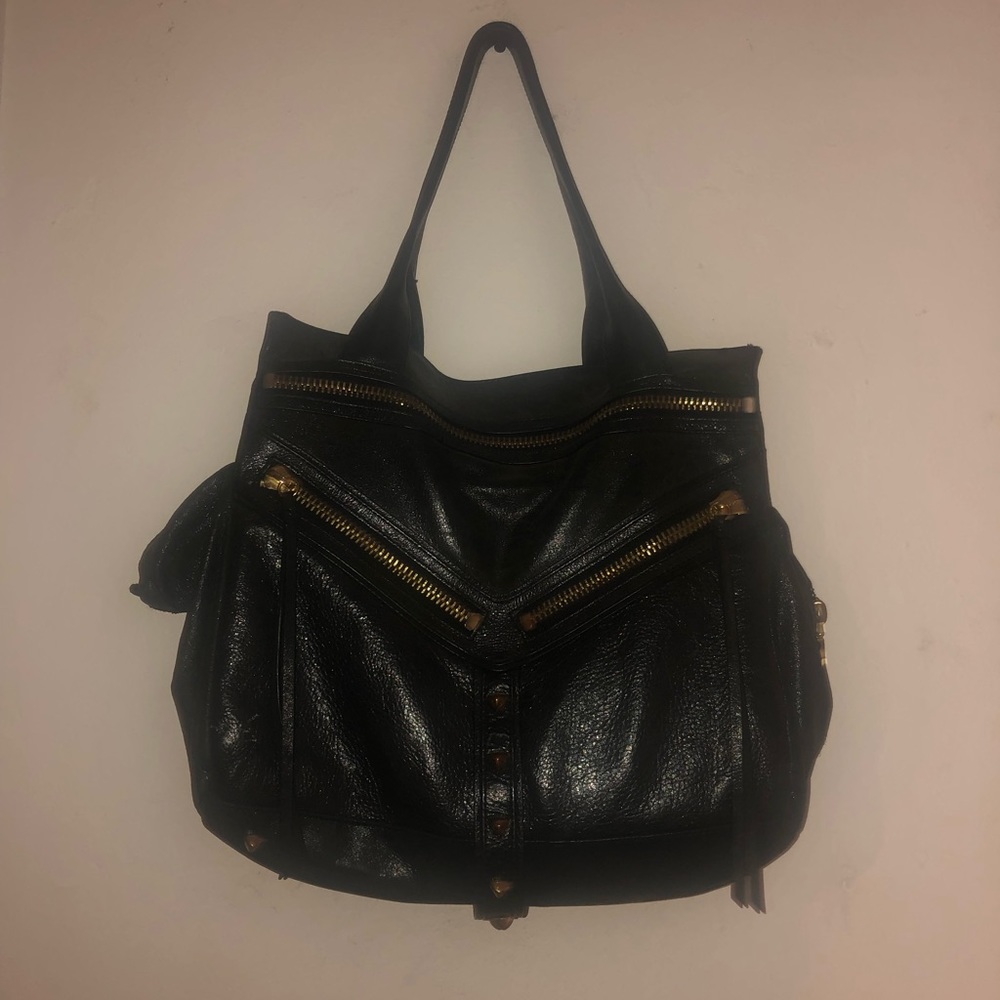 Botkier Trigger Legacy Black Metallic Satchel Bag - image 3